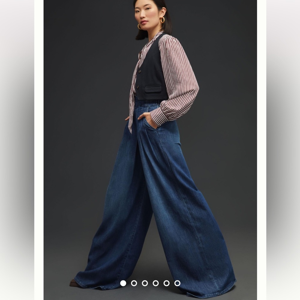 NWT ANTHROPOLOGY Pilcro High-Rise Pleated Palazzo Jeans